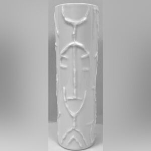 Rosenthal Germany White Sculptural Relief Porcelain Vase Mid-Century Modern 8.5”
